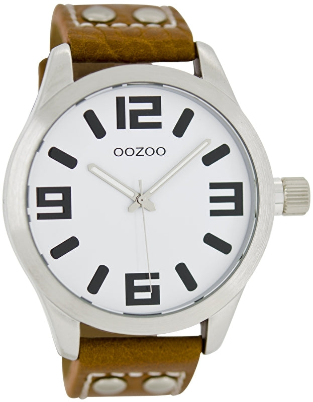 OOZOO horloge basic wit / bruin 46 MM C1051