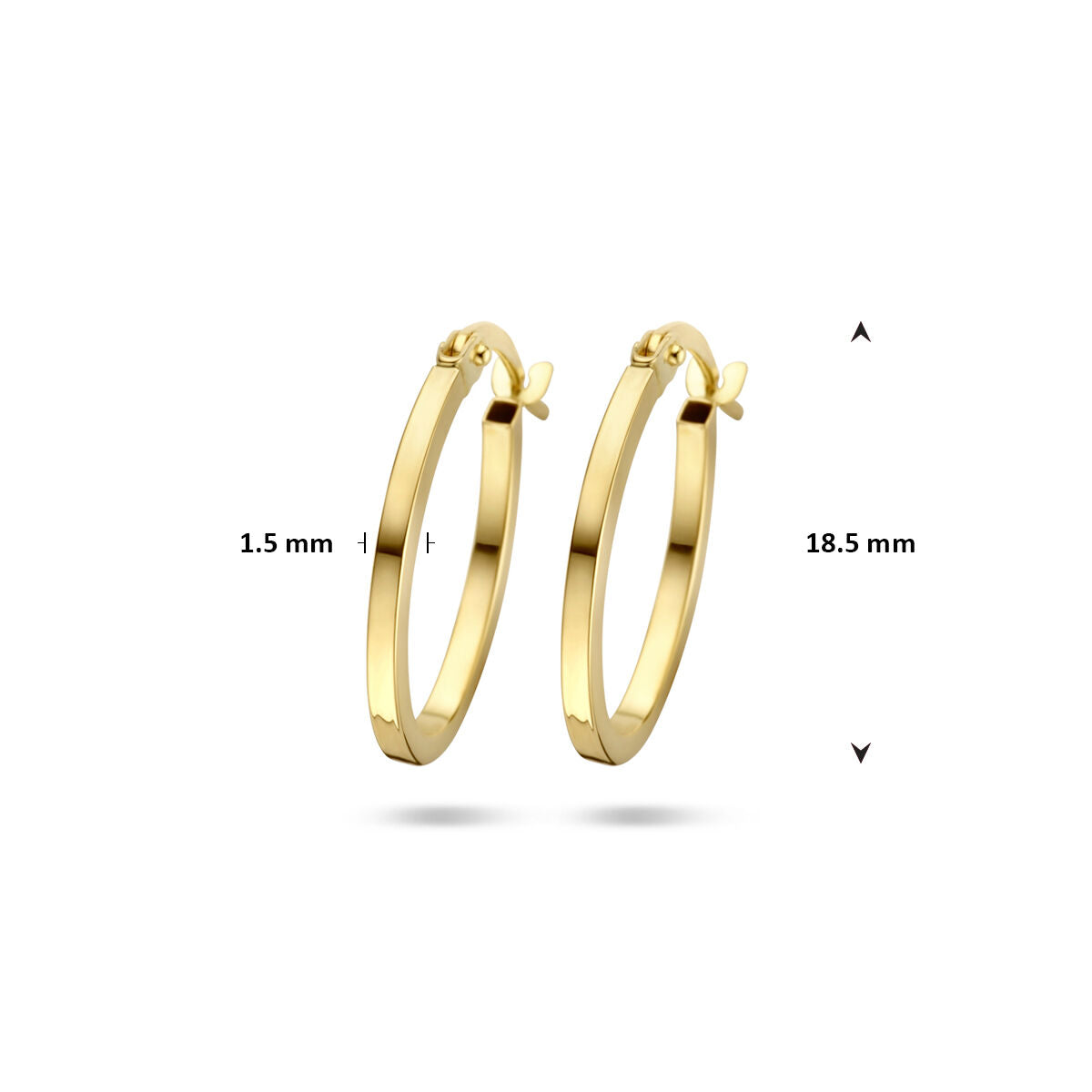 oorringen buis 1,5 mm 14K geelgoud