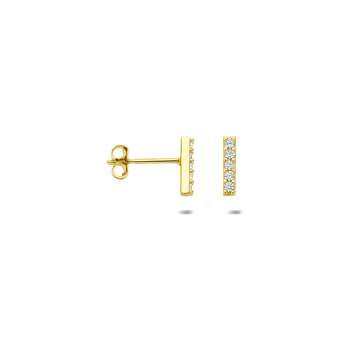 Ohrstecker Balken Zirkonia 8 mm 14K Gelbgold