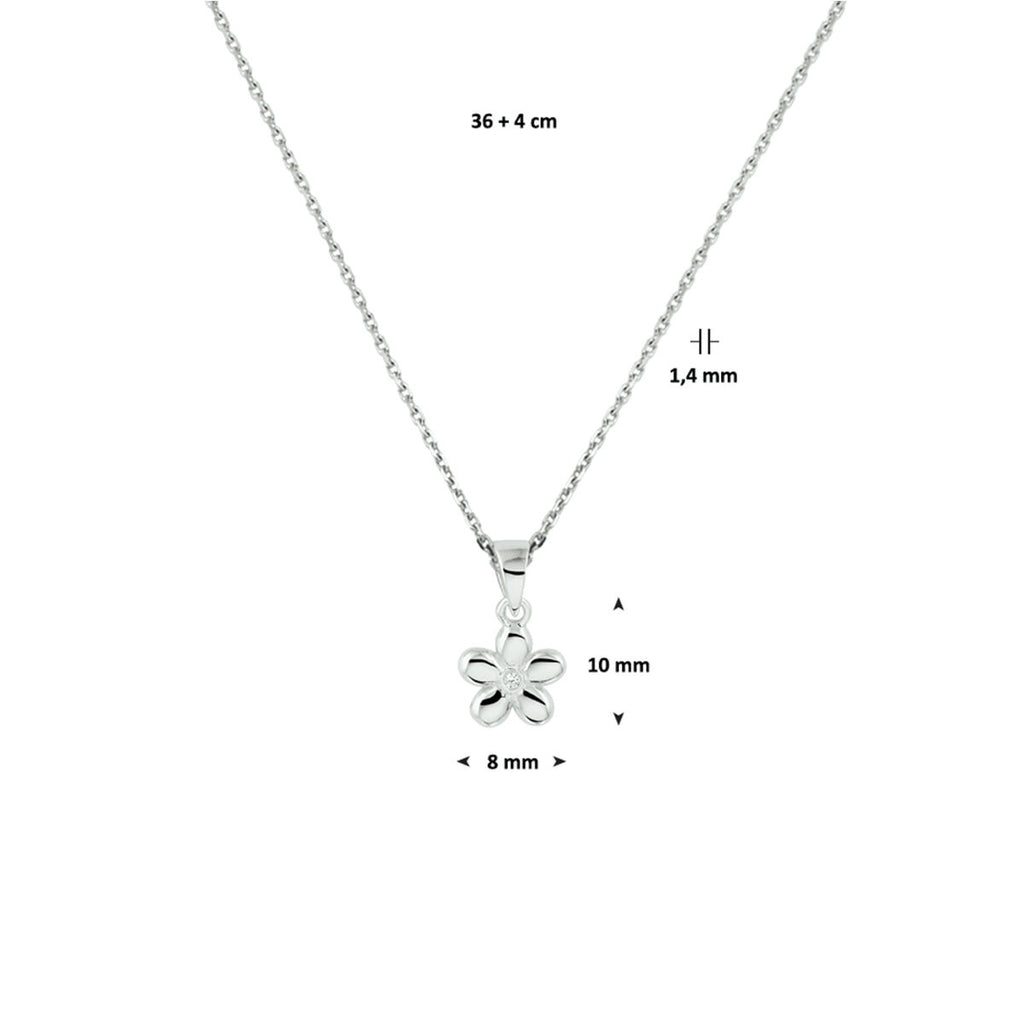Halskette Blume 1,1 mm 36 + 4 cm Silber rhodiniert