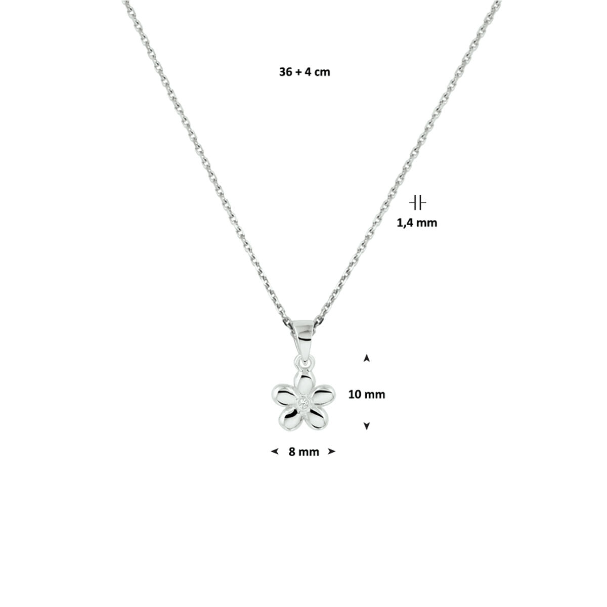 Halskette Blume 1,1 mm 36 + 4 cm Silber rhodiniert