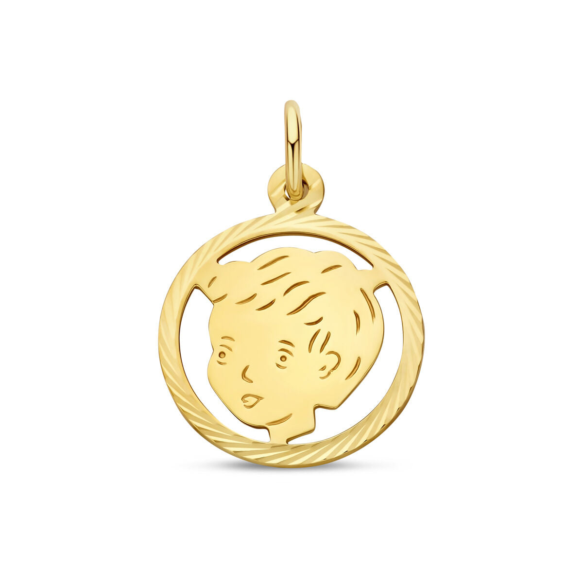 Anhänger Junge diamantiert 16 mm 14K Gelbgold