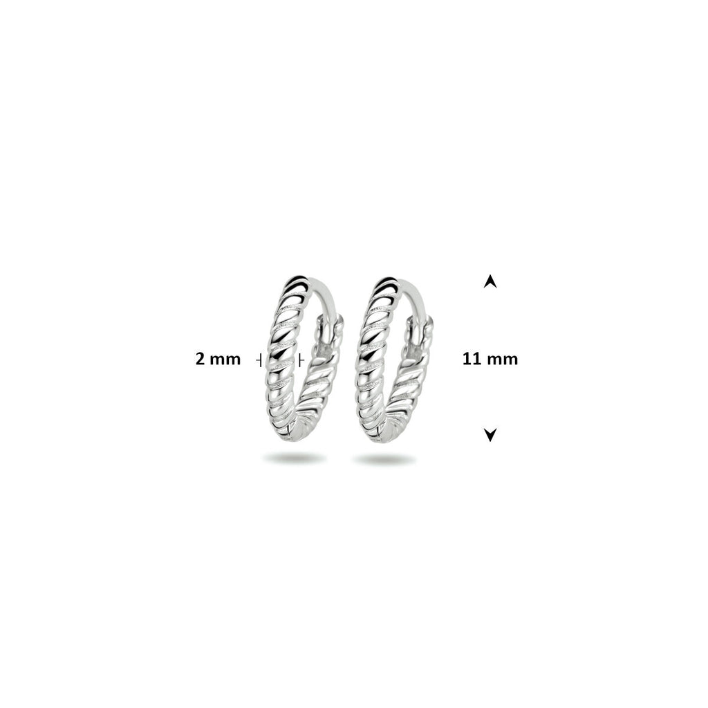 klapoorringen gedraaid 11 mm zilver gerhodineerd
