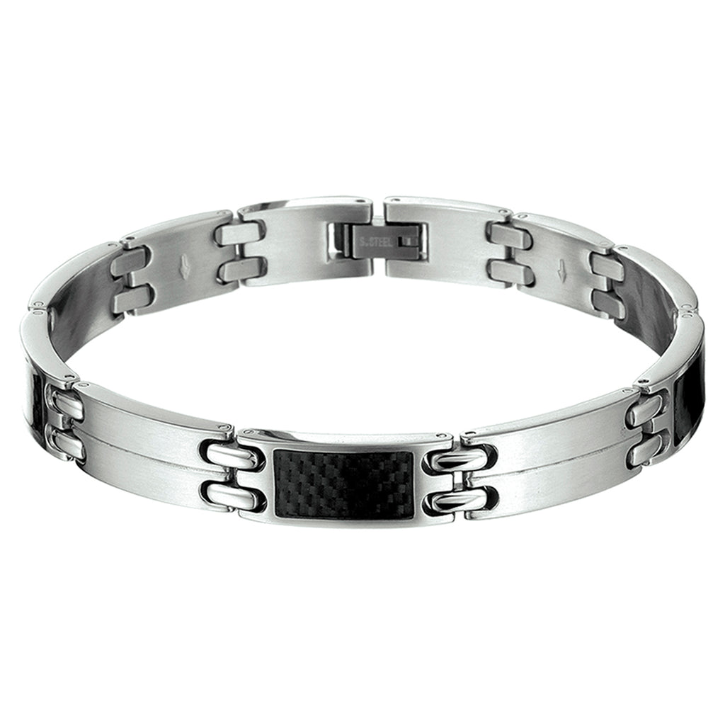 Armband carbon poli/mat 9 mm 22 cm edelstaal