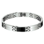 Armband carbon poli/mat 9 mm 22 cm edelstaal