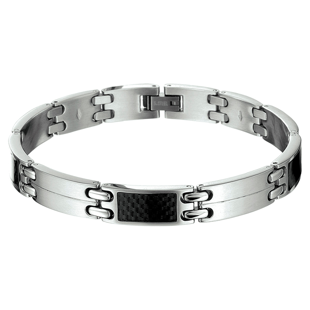 Armband carbon poli/mat 9 mm 22 cm edelstaal