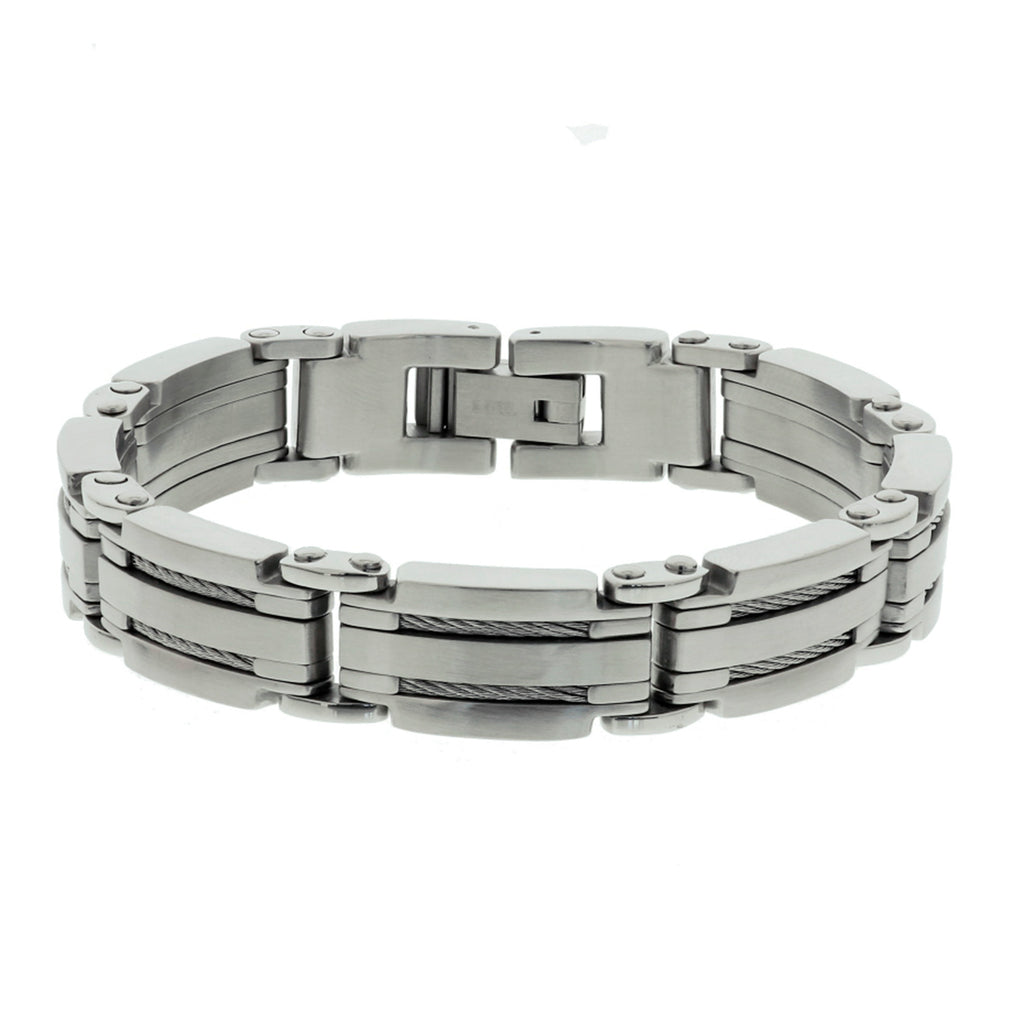 Armband poli/mat 14 mm 22 cm edelstaal