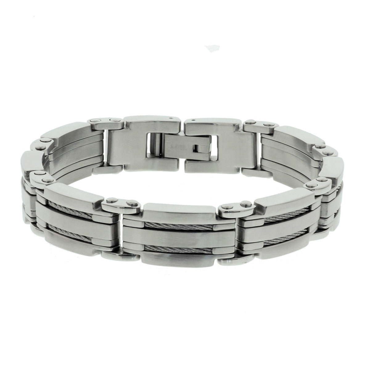 Armband poli/mat 14 mm 22 cm edelstaal