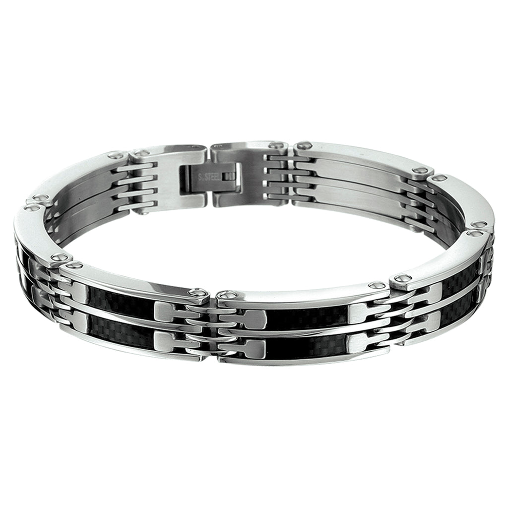 Armband carbon 10 mm 21,5 cm edelstaal
