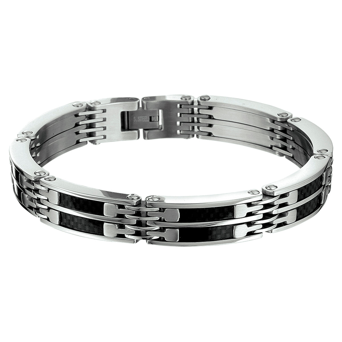Armband carbon 10 mm 21,5 cm edelstaal