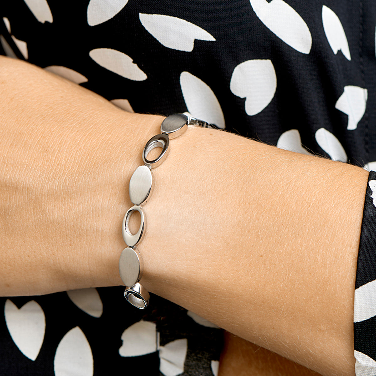 Armband poli/mat 8 mm 19 cm edelstaal