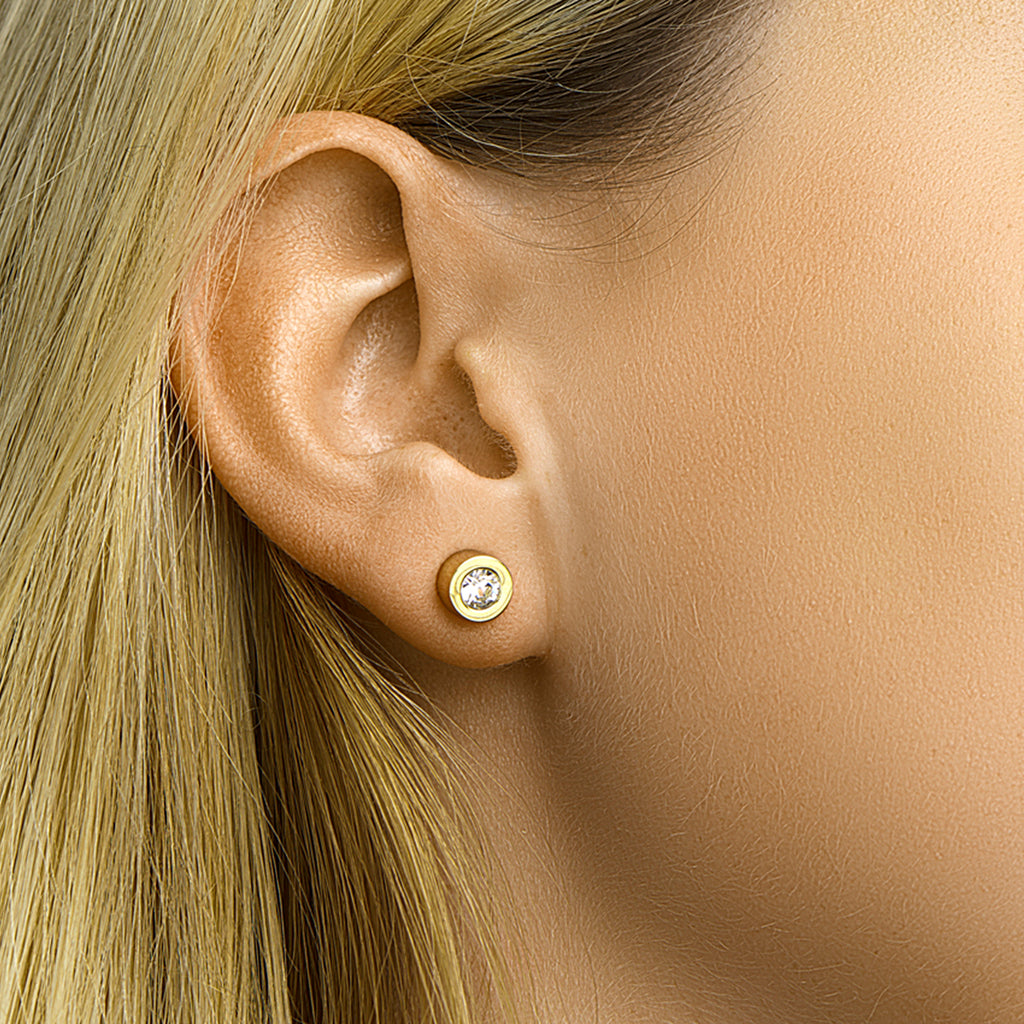 Oorknoppen strass 7 mm edelstaal