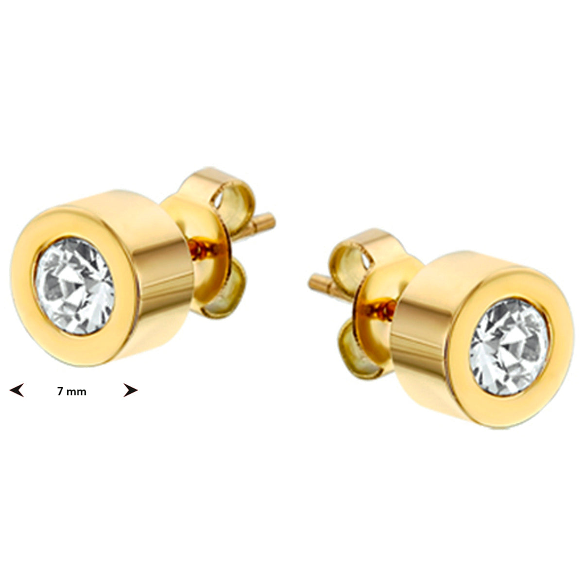 Oorknoppen strass 7 mm edelstaal