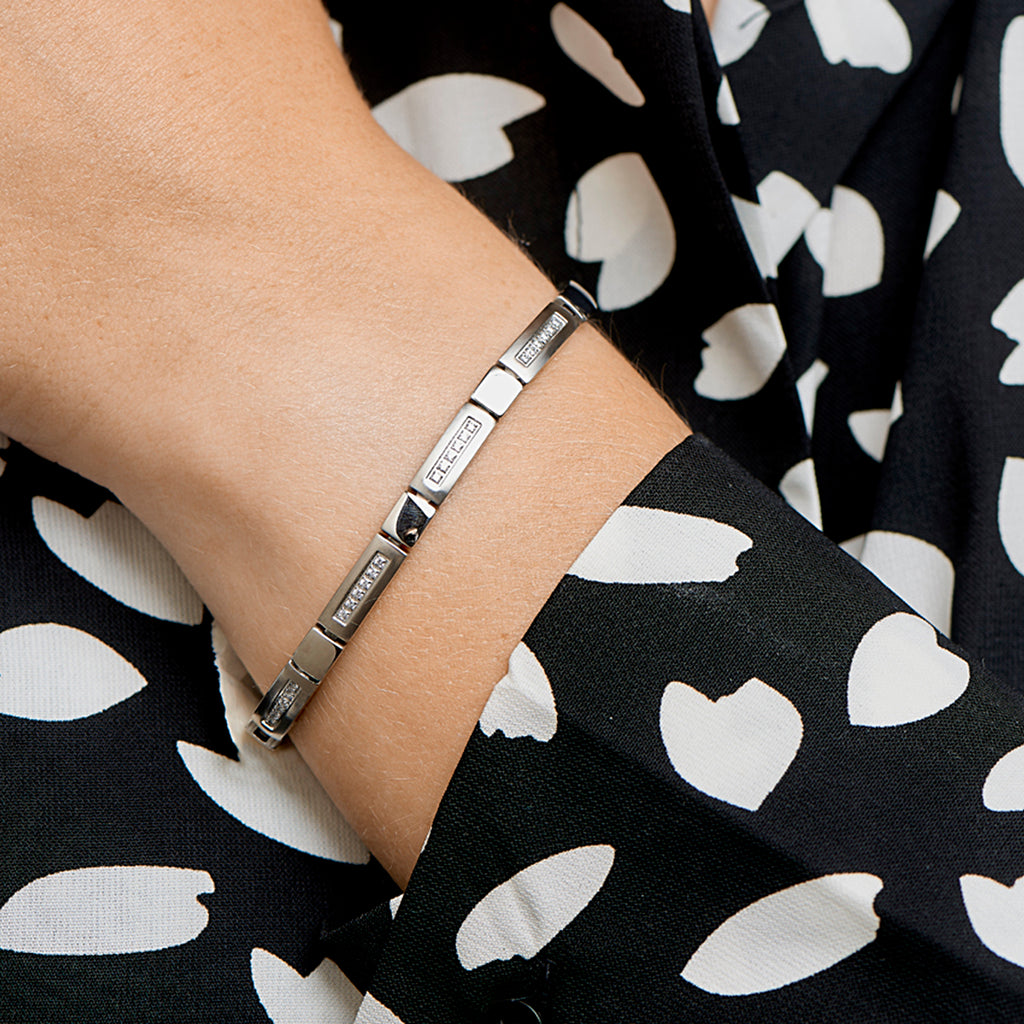 Armband zirkonia poli/mat edelstaal