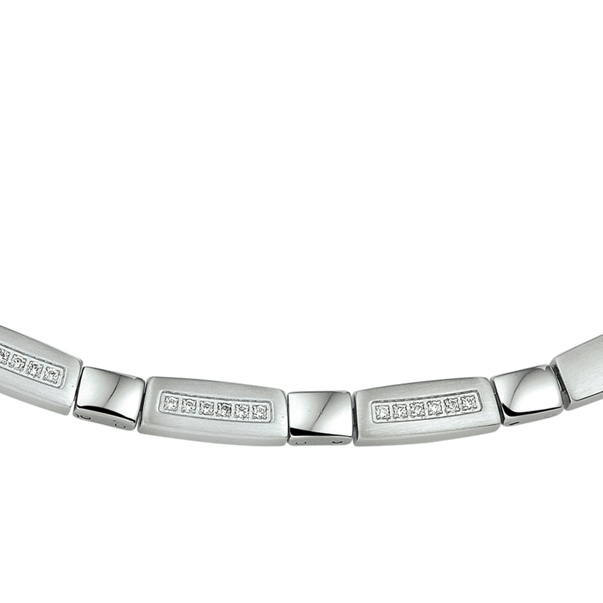 Collier zirkonia en poli/mat 42 + 3 cm edelstaal