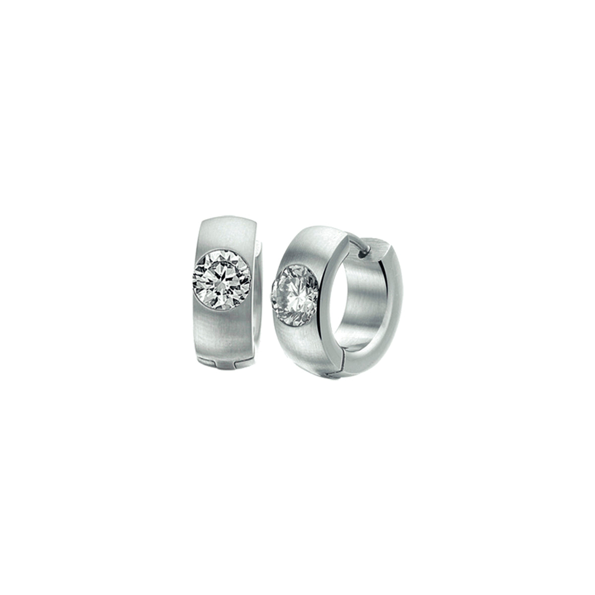 Klapoorringen zirkonia poli/mat edelstaal