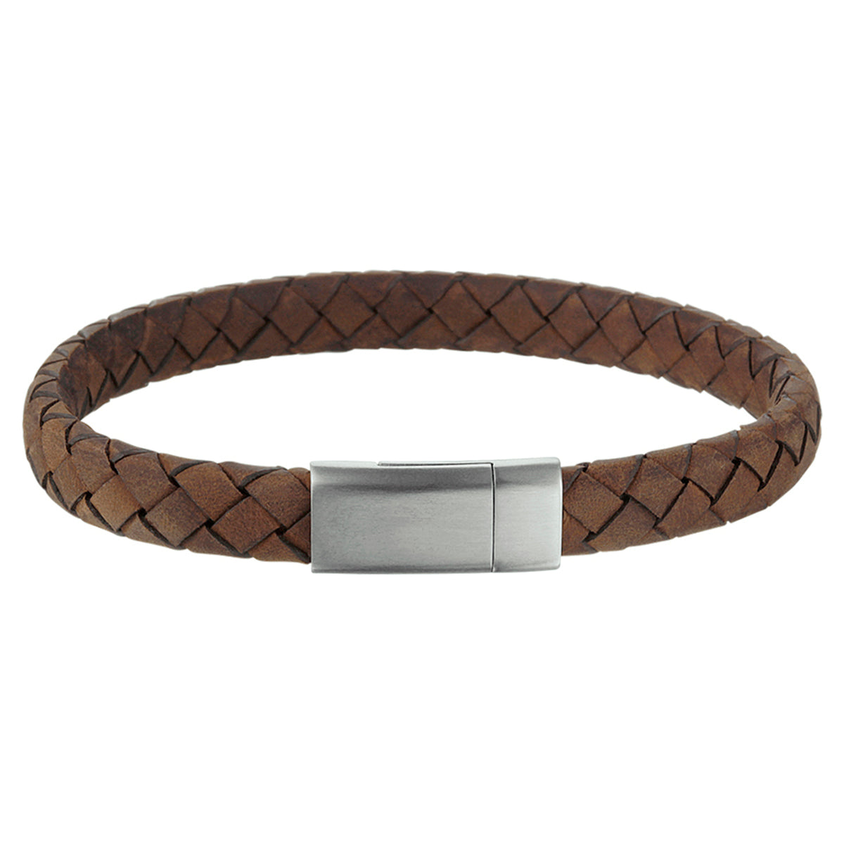 Armband leer 8 mm 21 cm edelstaal