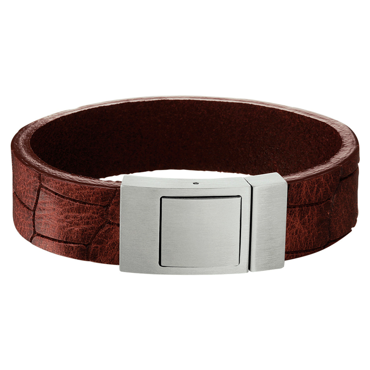 Armband leer 18 mm 21 cm edelstaal