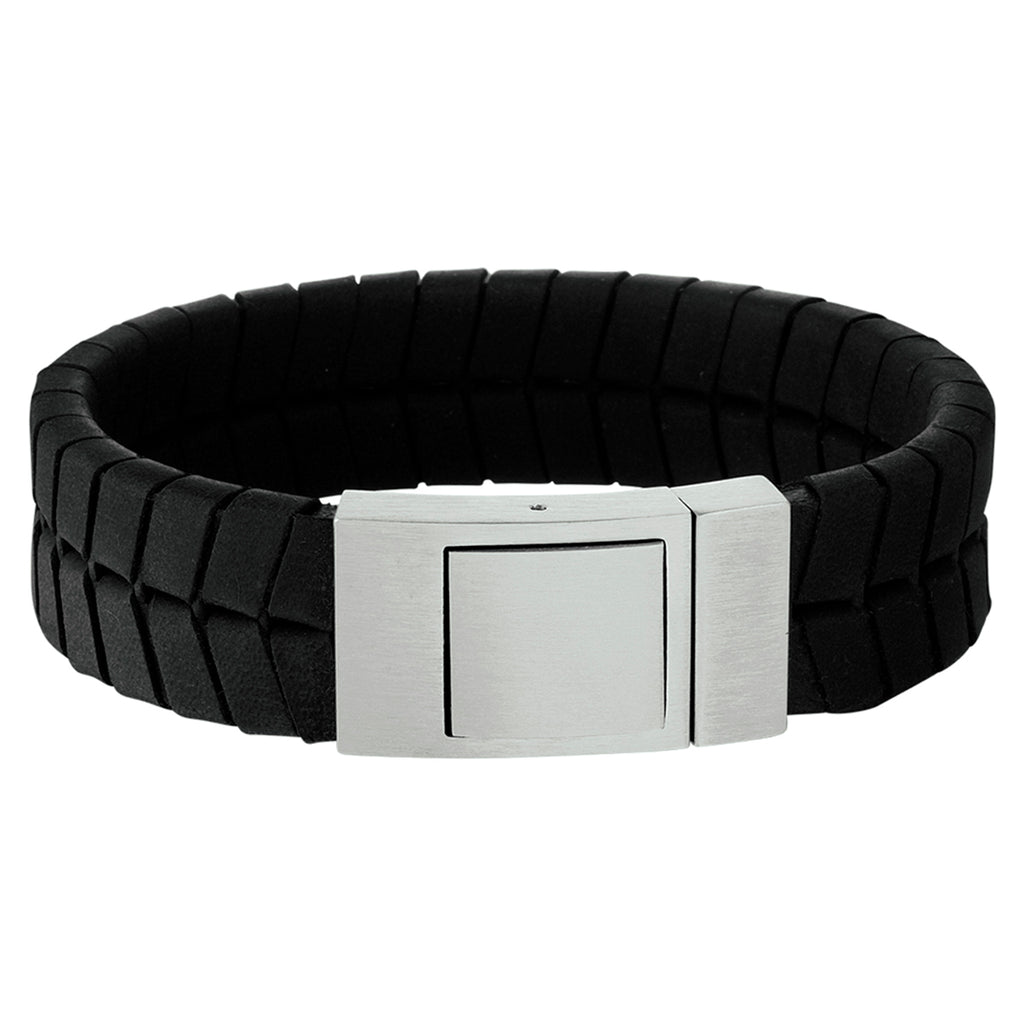 Armband leer 18 mm 21 cm edelstaal