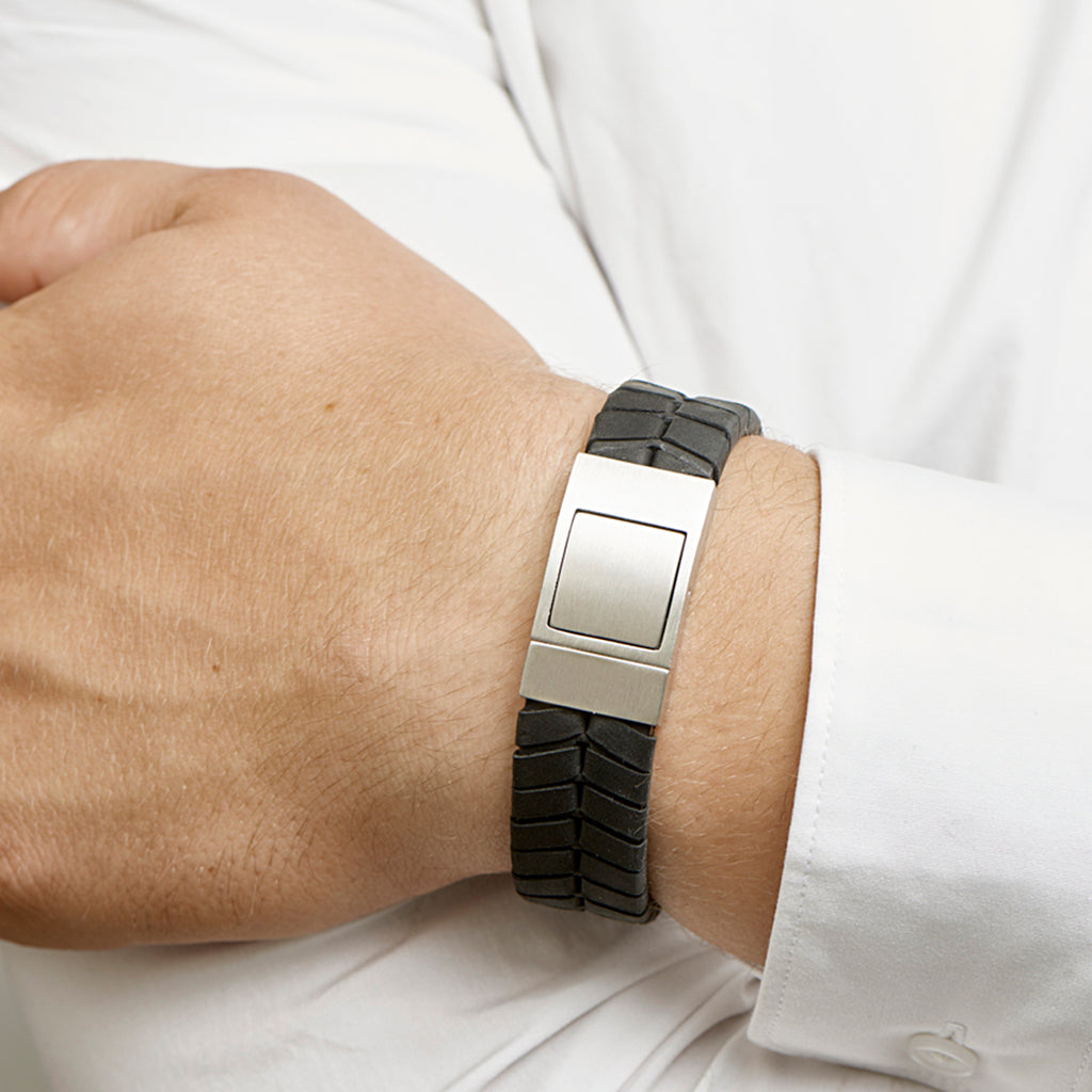 Armband leer 18 mm 21 cm edelstaal