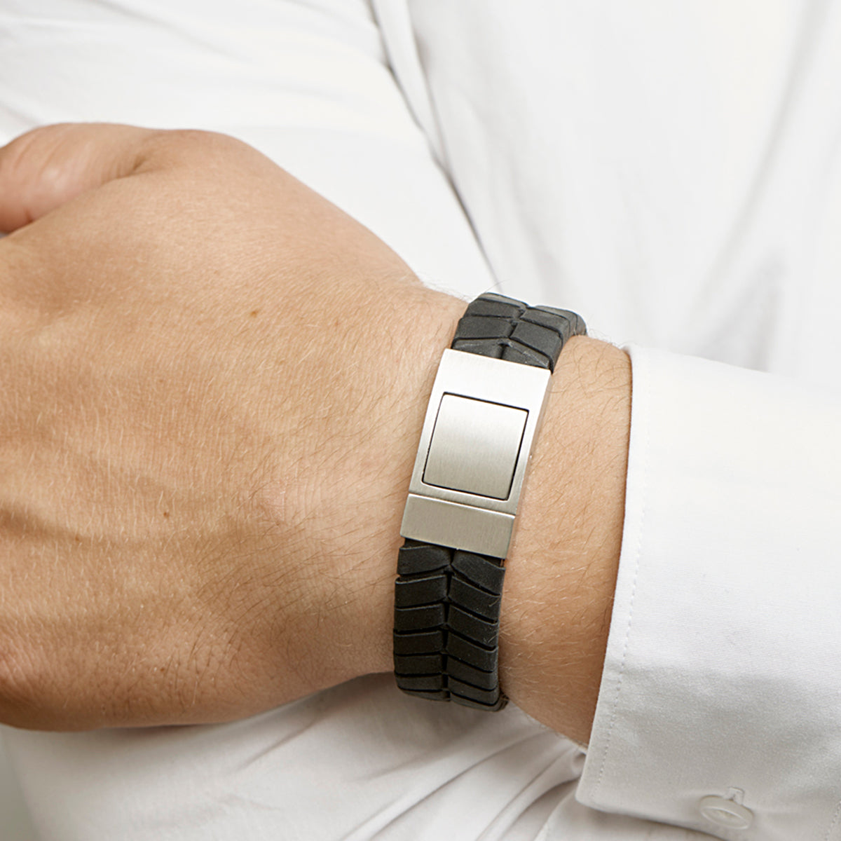 Armband leer 18 mm 21 cm edelstaal