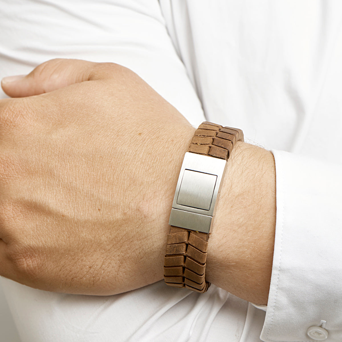 Armband leer 18 mm 21 cm edelstaal