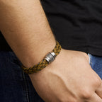 Armband leer edelstaal