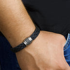 Armband leer edelstaal