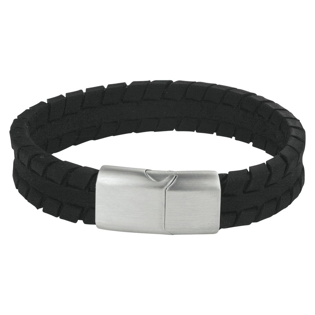 Armband leer 12 mm edelstaal