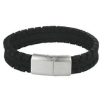 Armband leer 12 mm edelstaal