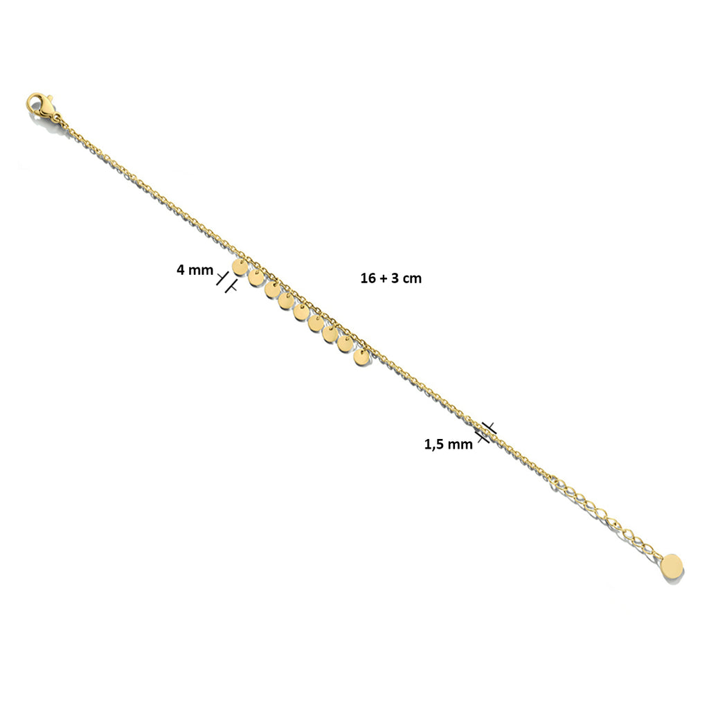 Armband rondjes 16 + 3 cm ion plating edelstaal