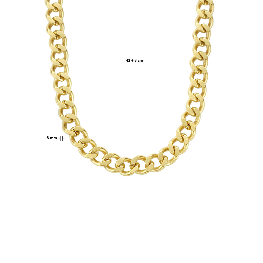 Collier geslepen gourmette 8,0 mm 42 + 3 cm ion plating met groot springslot edelstaal