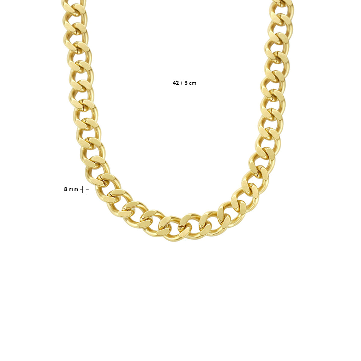 Collier geslepen gourmette 8,0 mm 42 + 3 cm ion plating met groot springslot edelstaal