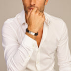 Armband leer bruin 12mm edelstaal