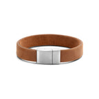 Armband leer 12 mm edelstaal