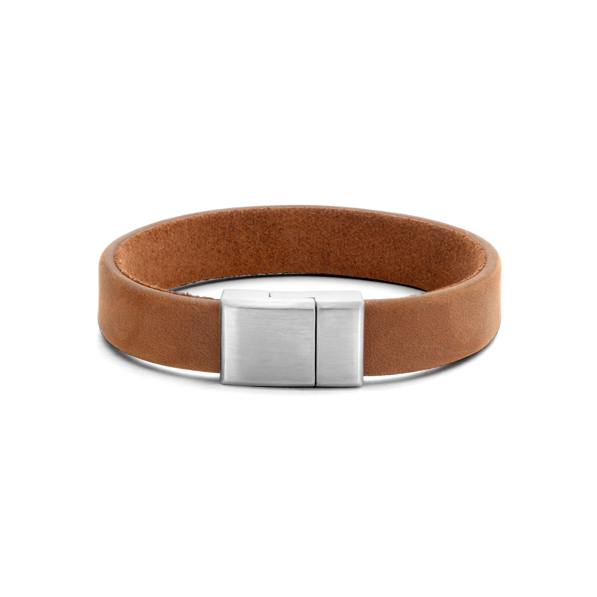 Armband leer 12 mm edelstaal