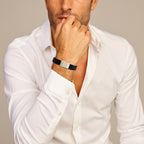 Armband leer 12 mm edelstaal