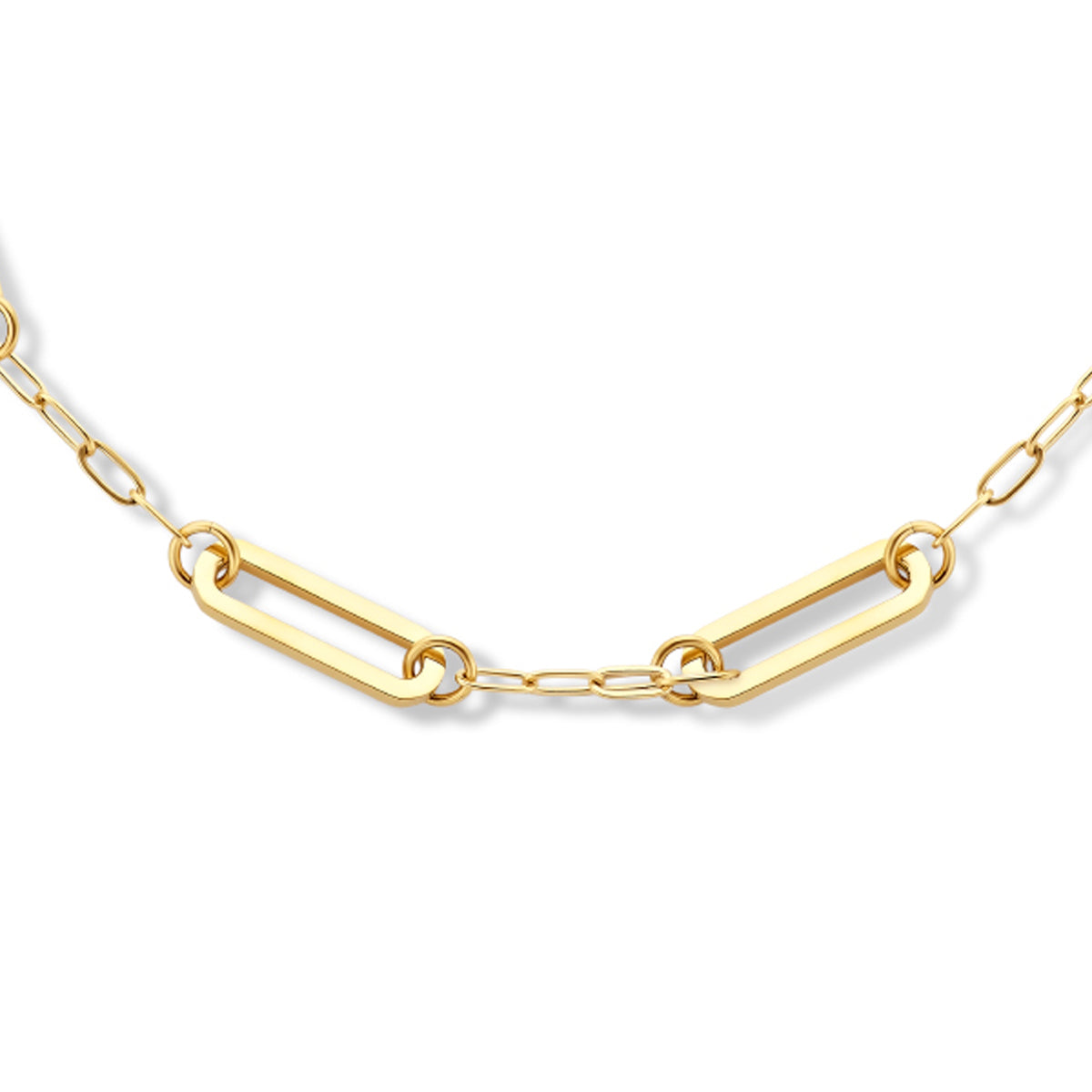 Collier paperclip platte buis 8 mm 42 + 3 cm ion plating edelstaal