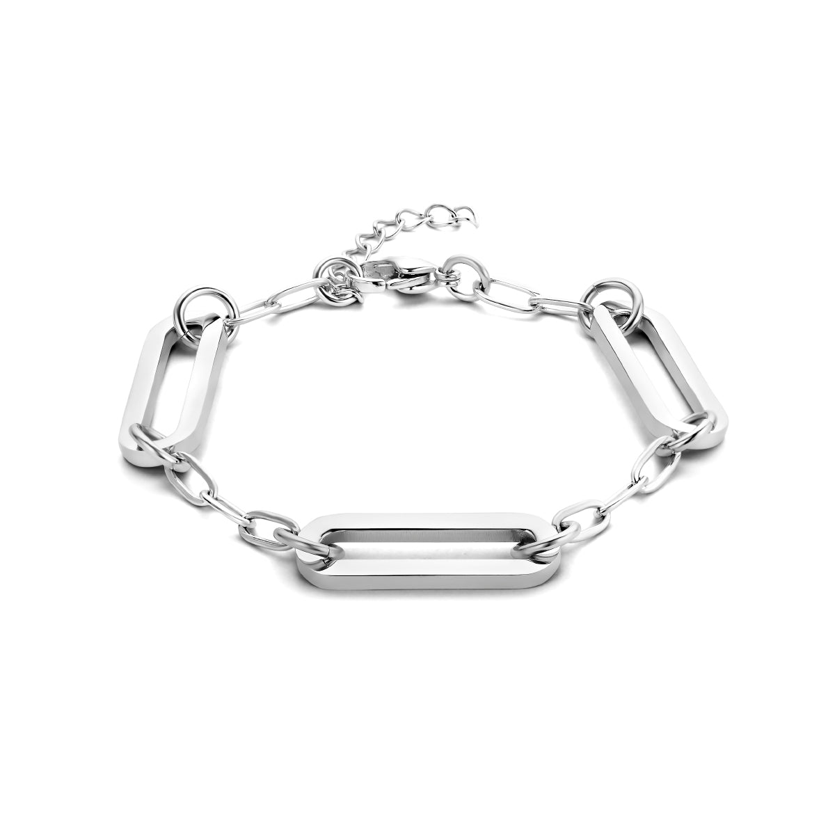 Armband paperclip platte buis 8 mm 16 + 3 cm edelstaal