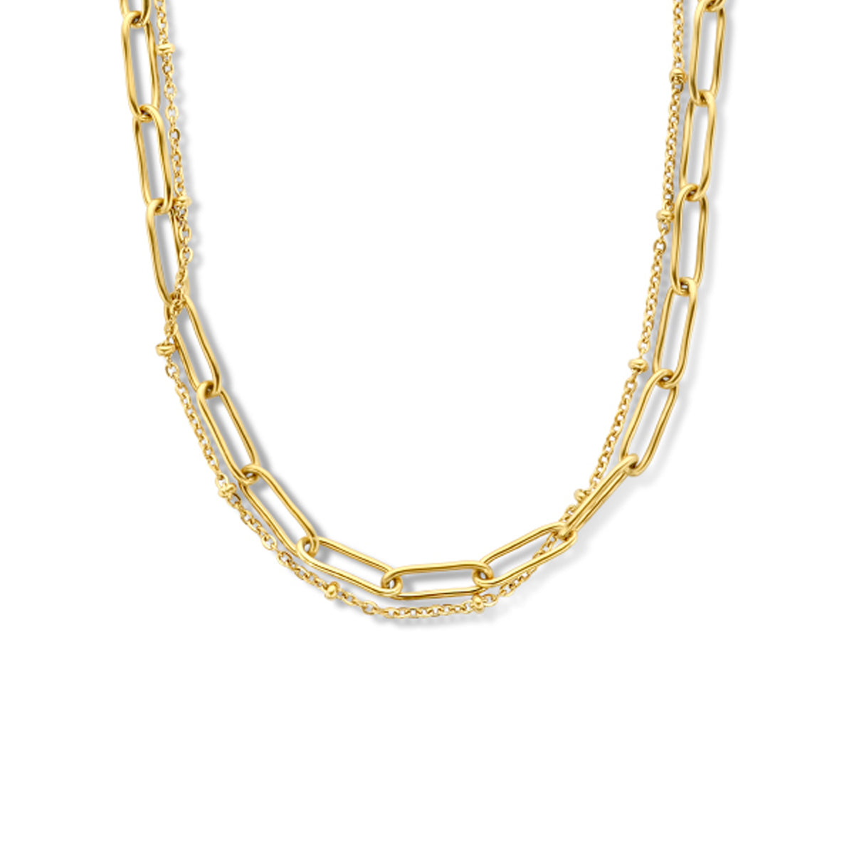 Multi-collier anker en paperclip ronde buis 4,0 mm 43 + 3 cm ion plating edelstaal