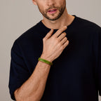 Armband leer groen 12,5 mm edelstaal