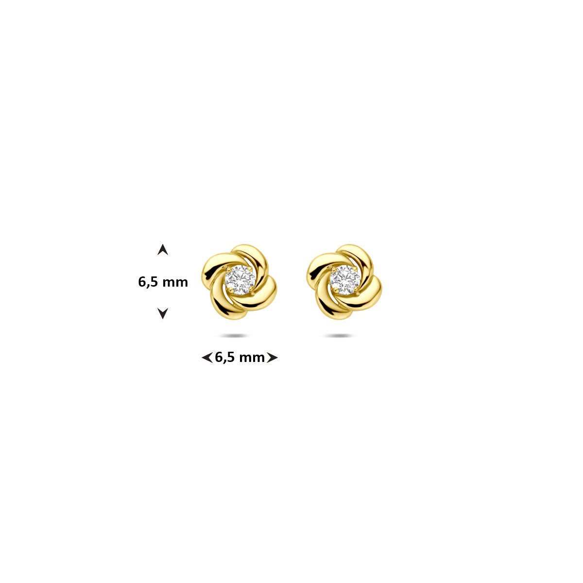 Ohrstecker Zirkonia 6,5 mm 14K Gelbgold