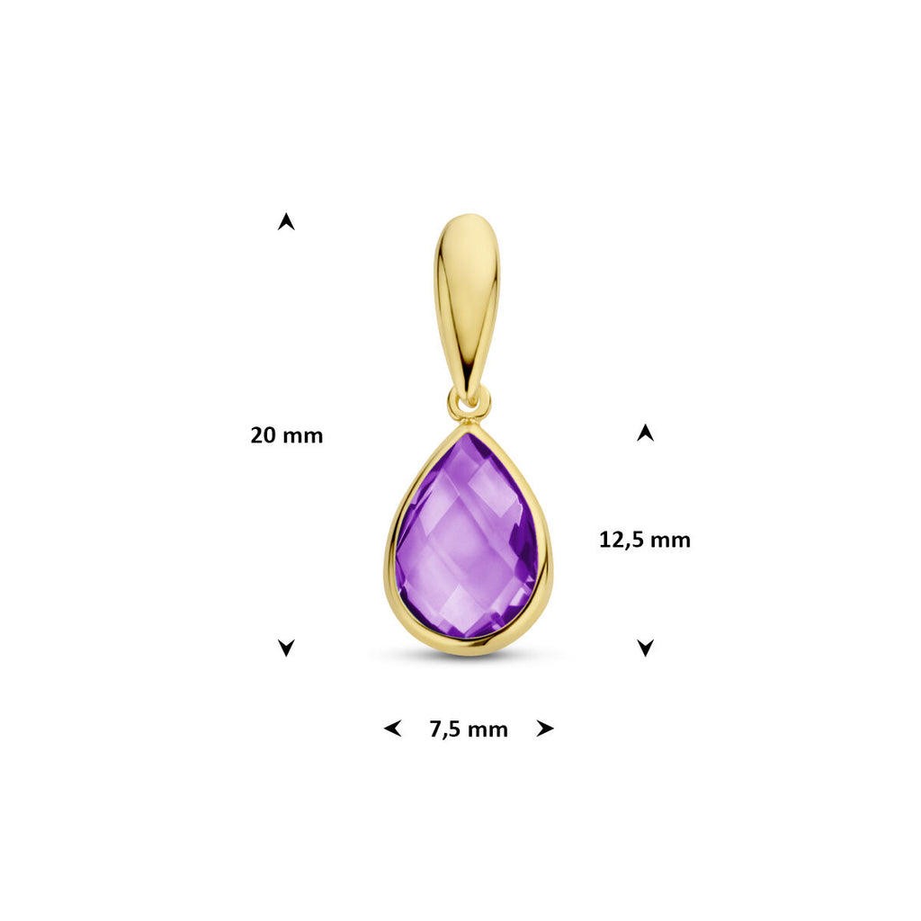 hanger amethist 12,5 mm 14K geelgoud