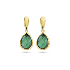 oorhangers groen agaat 20 mm 14K geelgoud