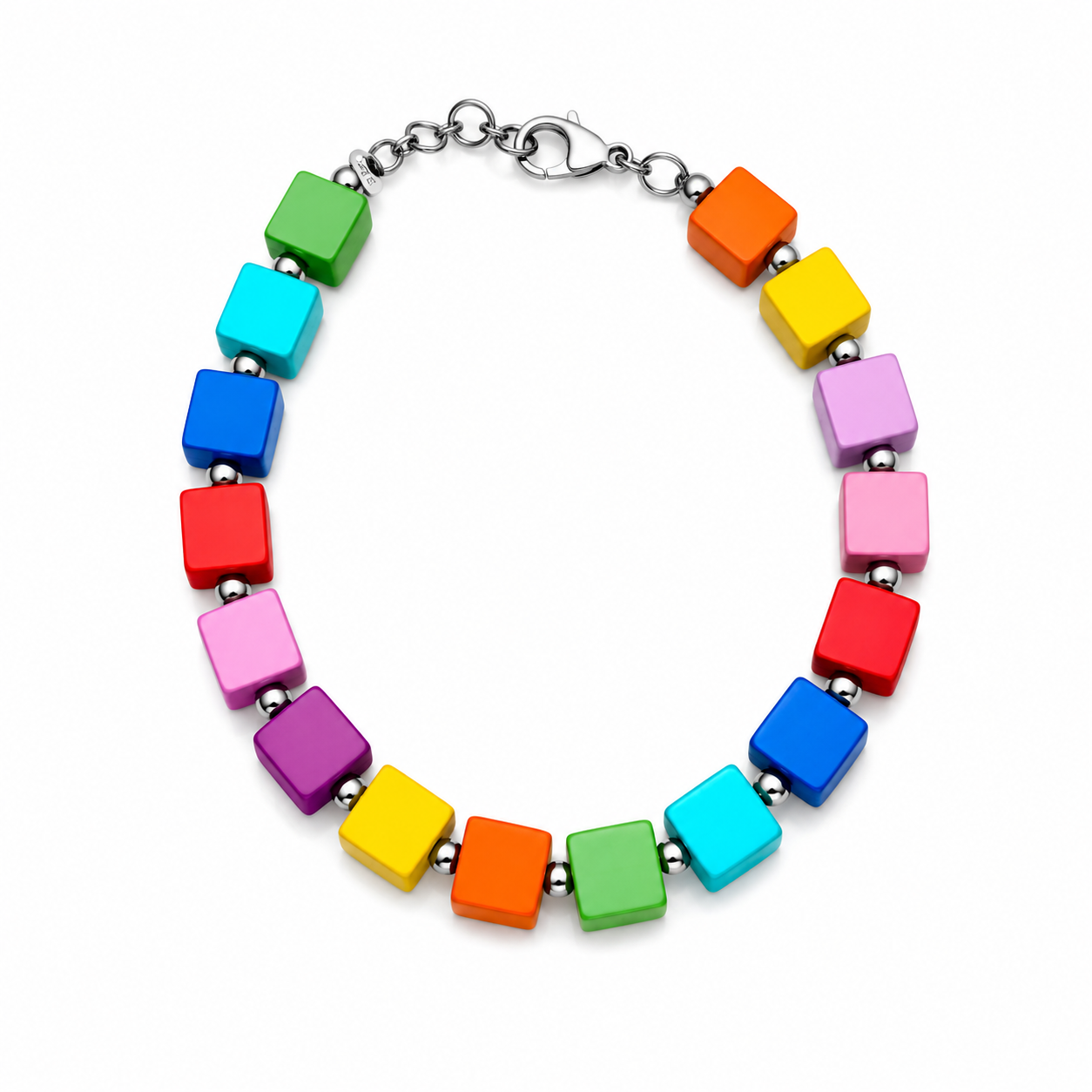 Kleurrijke Blokjes Armband – 18 cm MOOI
