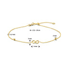 Armband Unendlichkeit und Kugeln 16 - 17,5 - 19 cm 14K Gelbgold