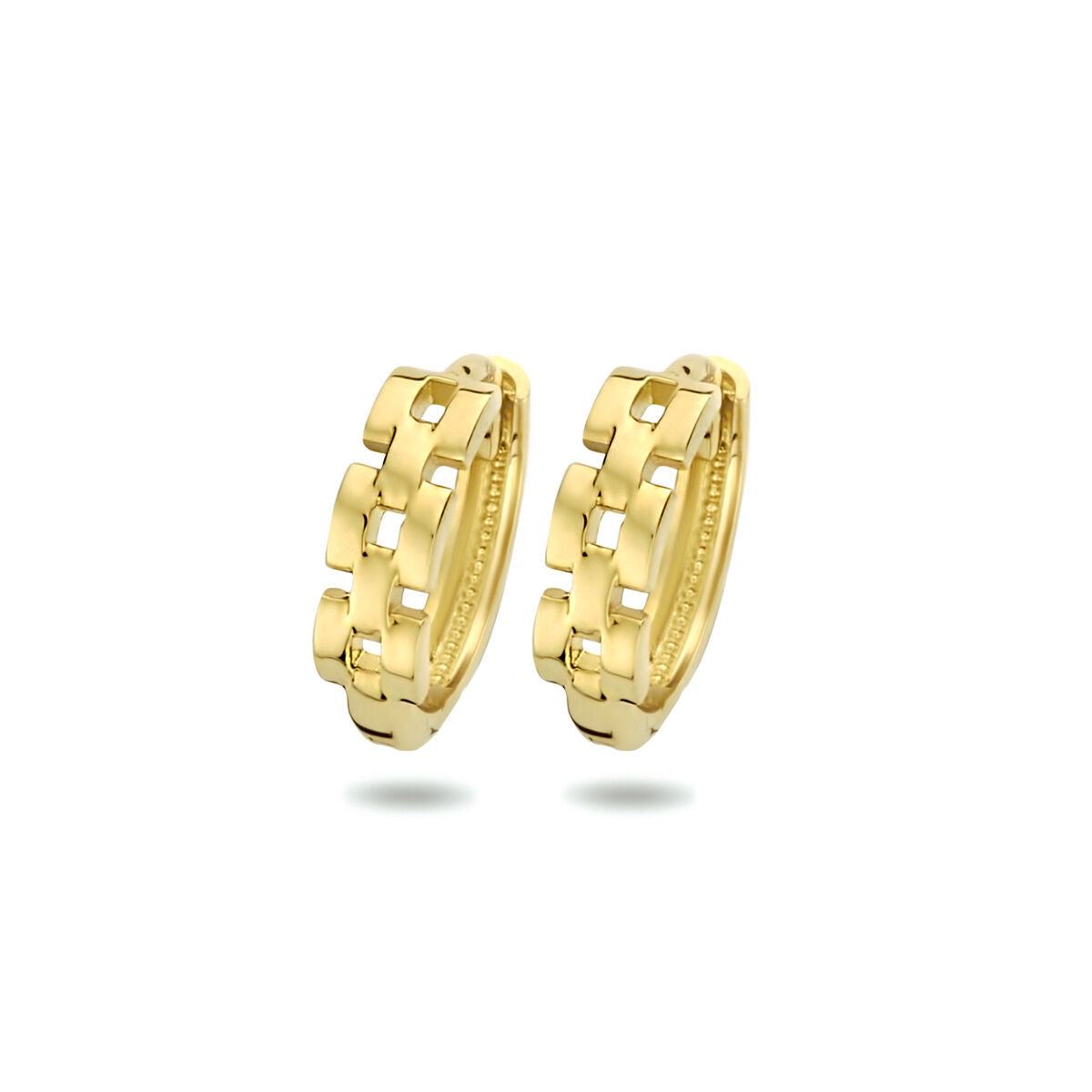 klapoorringen schakelmotief 14K geelgoud