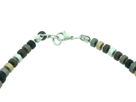 Handgemaakt collier met schijfjes op edelstaal