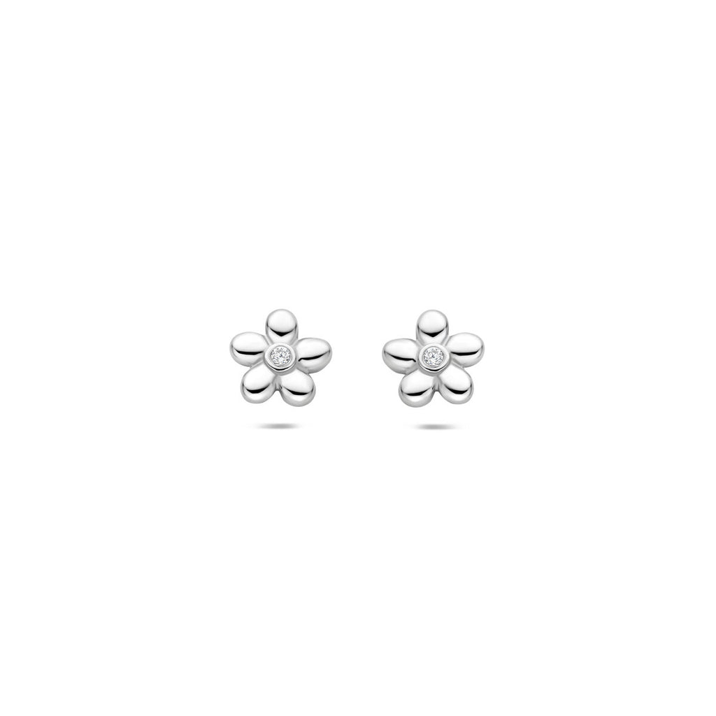 Ohrstecker Blume Zirkonia Silber rhodiniert