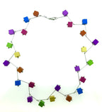 Handgemaakte Multi color collier vierkant